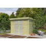 Photo de face du petit abri de jardin 8m2 Portland - Imprégnation verte