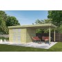 Photo de face du pool house 18m2 Portland 595x295cm - 28mm - Imprégnation verte - Bac acier