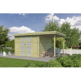 Photo latérale du Pool House 15m2 Portland 445x325+10cm - 28mm - Imprégnation verte