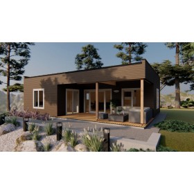 Photo du Chalet bois habitable RE2020 Erica – 50 m², 2 chambres, toit plat