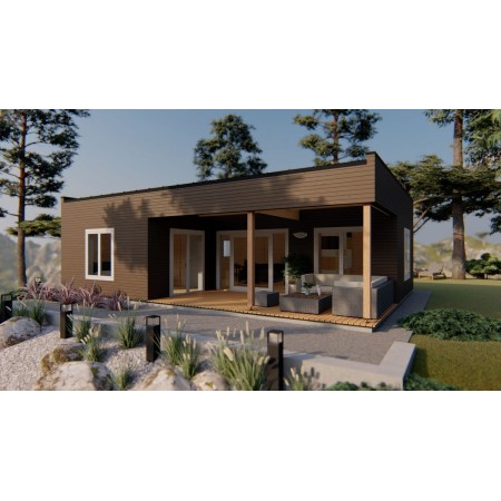 Photo du Chalet bois habitable RE2020 Erica – 50 m², 2 chambres, toit plat