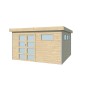 Abri en bois massif 15m2 - 28mm - Alu - Bac acier