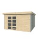 Vue de face de l'Abri en bois massif 15m2  - 28mm