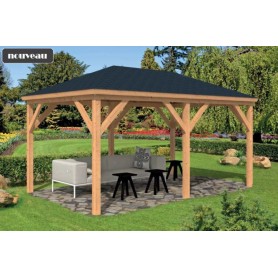 Pavillon / Kiosque de jardin Samos 14m2 bois mélèze douglas TUINDECO