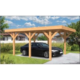 Carport voiture 350x500cm SLOTEN en Mélèze/Douglas toit plat TUINDECO