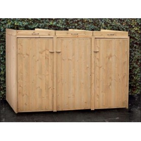 Cache poubelle triple en bois